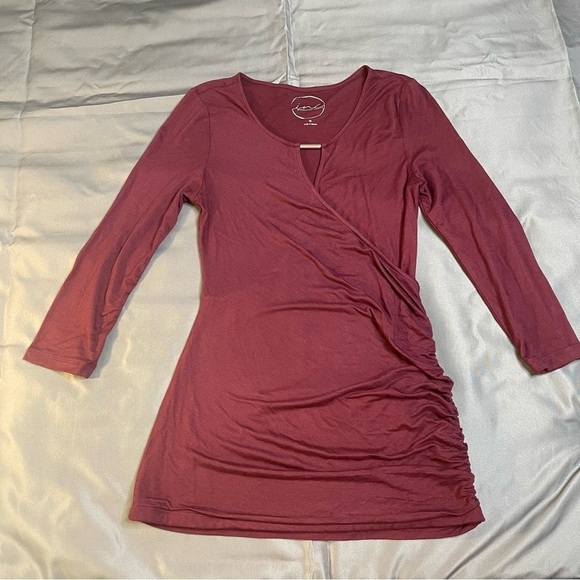 INC International Concepts Tops - INC International Concepts Wine Red Keyhole long Shirt Size M